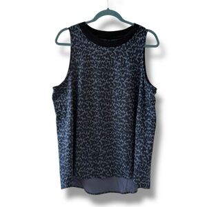 💙 Athleta Zephyr Blue Leopard Print Tank Top Women’s Size Large Workout Gym